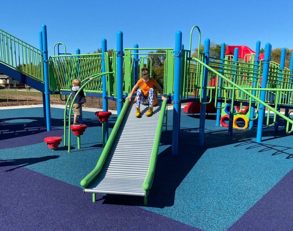 slide at All My Friends Playground in Grafton Wisconsin