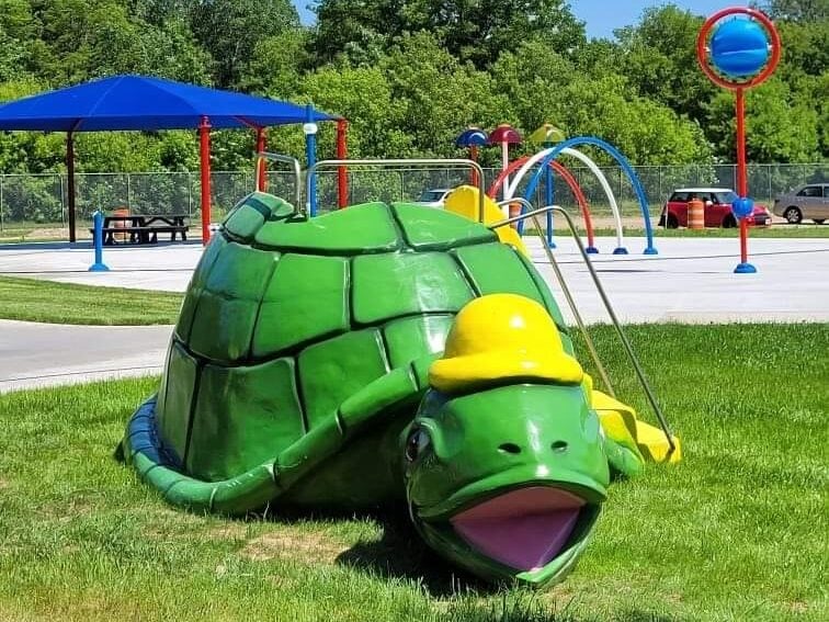 turtle slide Fireman's Park splash pad Slinger Wisconsin