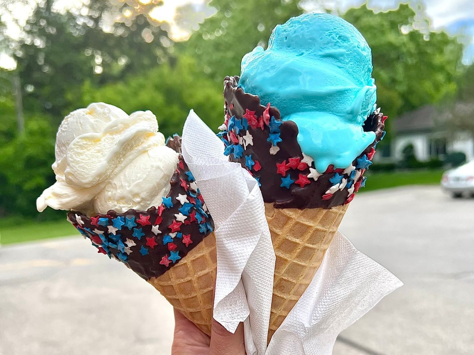 frozen custard cones at LeDuc's Wales Waukesha Wisconsin